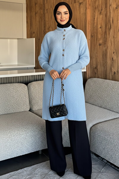 azragül giyim Gold Buttoned Hijab Soft Knitwear Cardigan