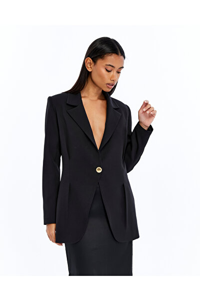 AVVER Women's Single Button Long Blazer Jacket