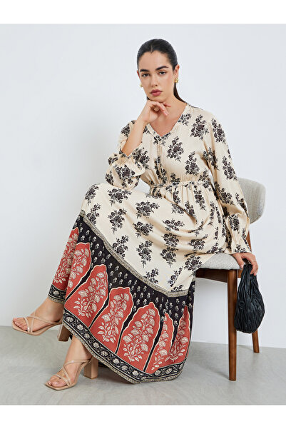 Styli Women Floral Printed Buttoned A-Line Maxi Dress