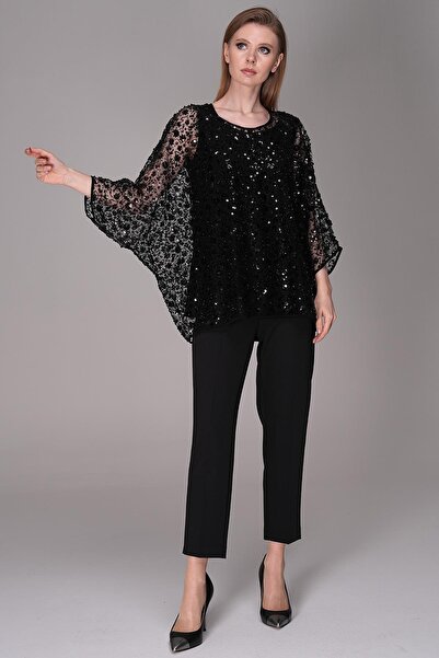 Journey Kayık Yaka-Yarsa Kol Pullu Bluz