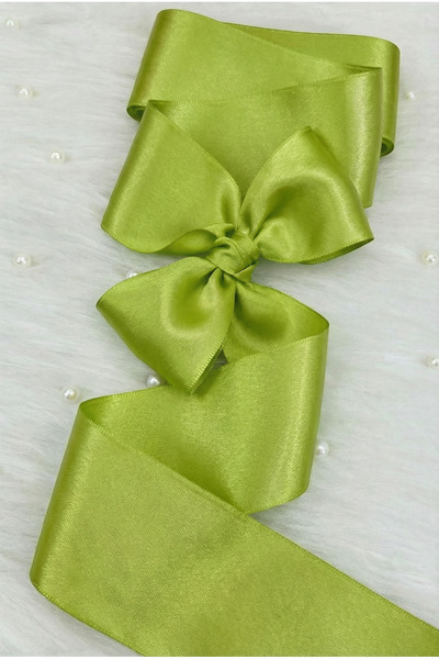 ZEYMERADE 6 cm Pistachio Green Double Sided Satin Ribbon 10 Meters, Bundle Do...
