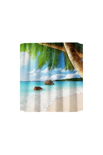 GoGou Shower Curtain, GOGOU, Polyester, Waterproof, 180 x 180 cm, Coastal Lan...