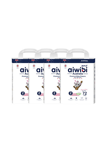 Aiwibi حفاضات أطفال فائقة الرقة وعالية الجودة، مقاس 2، 288 قطعة - عبوة من 4 قطع