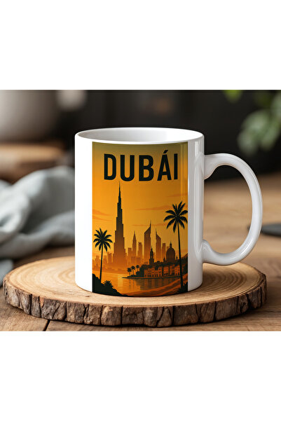 BB TRADE Dubai Designed White Ceramic Printed Mug Cup 330ml