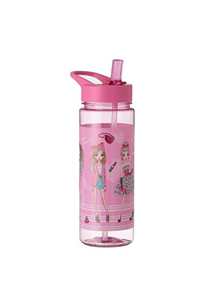 OEM Sticla Apa Flip Top din Plastic Roz Fashion Girls pentru Copii 650ml
