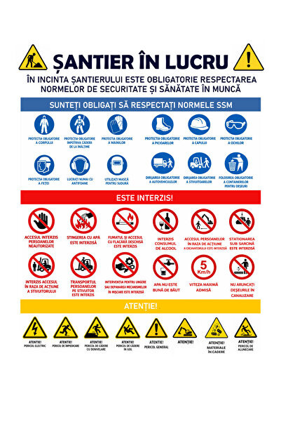 OEM Banner indicator „Șantier în lucru-SSM” – 110×140 cm