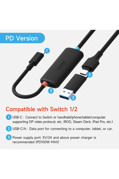Choice Switch2 PD Hagibis USB3.0 Video Capture Card with 100W PD USB C to USB...