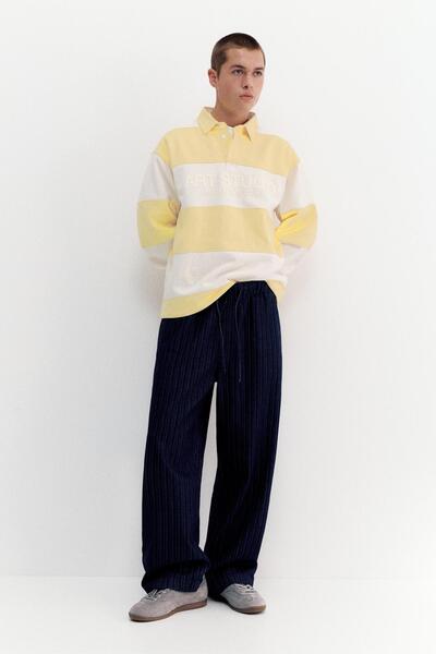 Pull & Bear Çizgili jean jogger pantolon