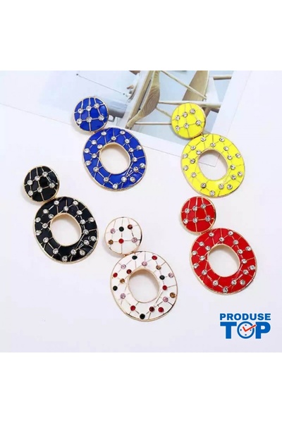 Produse.Top Cercei rotunzi eleganți negri cu pietre CW31