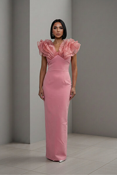 ALFUDO Moda Collection Women's Tulle Flounce Long Graduation Evening Dress