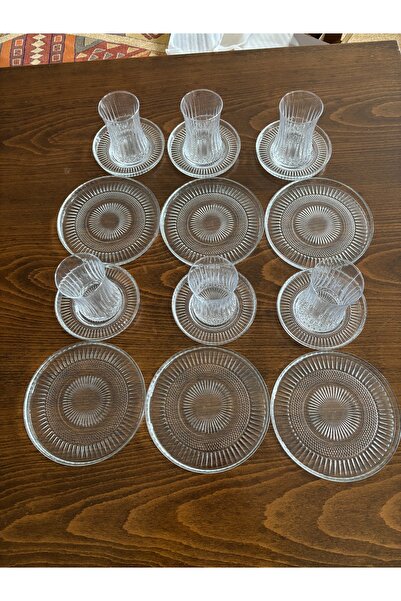 DİBA AVM 18 Parça Çay Seti Takımı - Pasta tabağı, Çay Bardağı, Çay Tabağı - Sade Modern Kahvaltı Takımı Seti