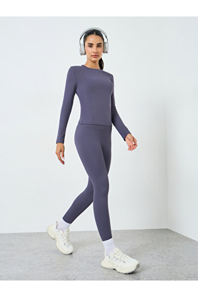 Styli Women Stitch Detail Long Sleeve Top with Leggings Set