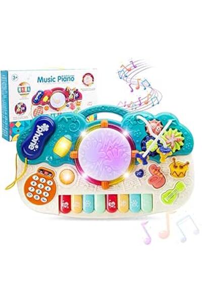 Silly fish مجموعة ألعاب موسيقية للأطفال 3 في 1: بيانو، لوحة مفاتيح، إكسيليفون...