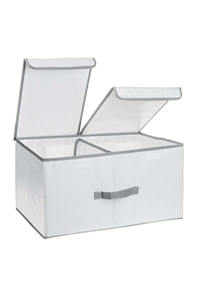 OEM White Storage Box with Double Lid & Divider 50x30x27cm