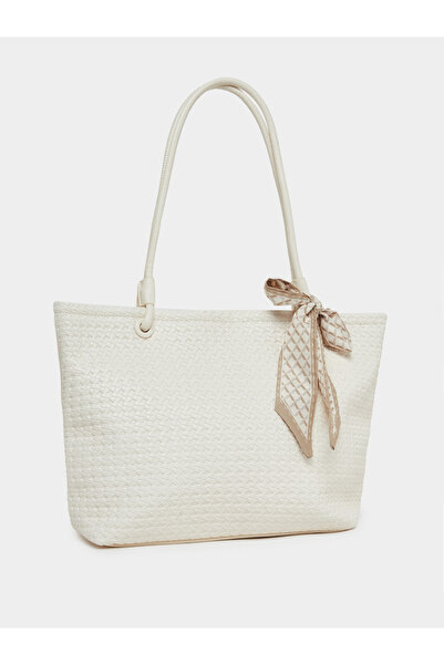 Styli Textured Shoulder Bag with Scarf Detail