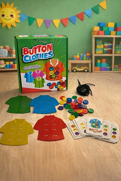 Hobi Eğitim Dünyası Kıyafet Giydirme Eğitici Oyuncak Gömleğe Düğme Dikme ince...