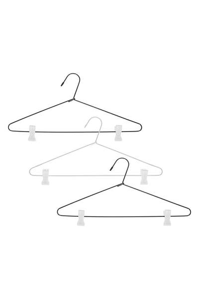 OEM Μεταλλικές Κρεμάστρες με Κλιπς Μαύρο Λευκό 40,5cm - 3 τεμάχια