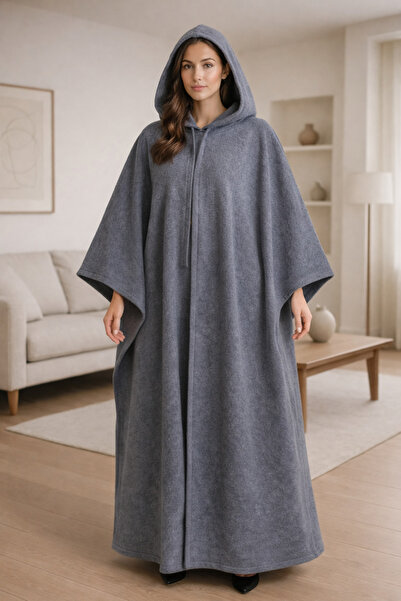 Alpin Mavi Kapüşonlu Panço –Unisex Premium Panço