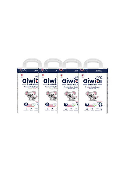 Aiwibi حفاضات أطفال فائقة الرقة وعالية الجودة، مقاس 3، 248 قطعة - عبوة من 4 قطع