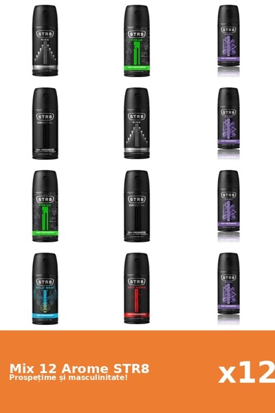 str8 Set 12 Mix STR8: 2x FR34K, 4x Joc, 2x Original, 1x Cod Roșu, 2x Rise, 1x...