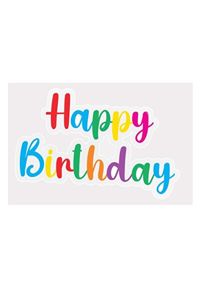 OEM Balloon Box Stickers Colorful "Happy Birthday" 18x12cm - 4pcs