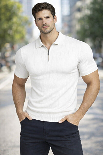 shidumanlar tricou tricotat cu fermoar poloyaka pentru bărbați