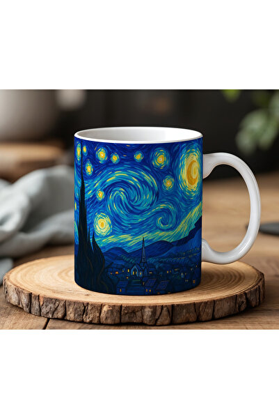 BB TRADE Van Gogh Starry Night Design White Ceramic Mug Printed 330ml