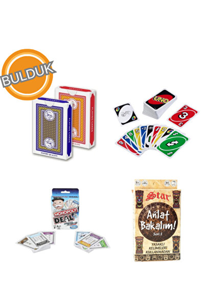 BULDUK Aile Kart Oyunları Seti 4’lü Paket 2 Deste İskambil Anlat Bakalım Uno ...