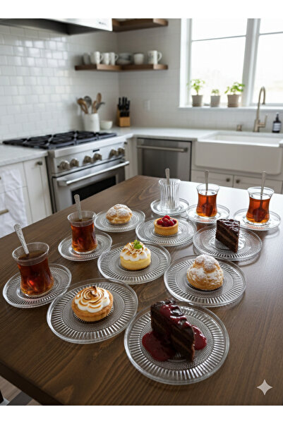 DİBA AVM 18 Parça Çay Seti Takımı - Pasta tabağı, Çay Bardağı, Çay Tabağı - S...