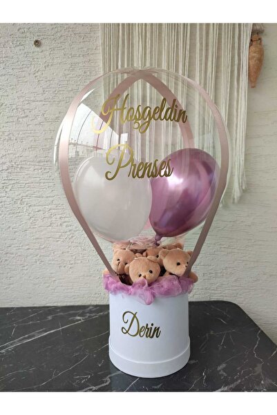 ayıcıks Büyülü Balon-Ayıcık Buketi Pembe Balonlar Yazılı Doğum & Sevgililer G...