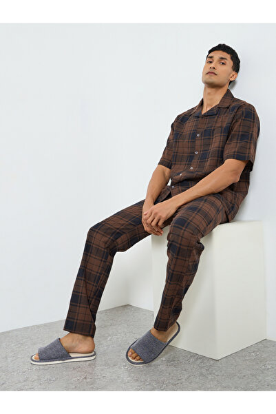 Styli Men Relaxed Fit Checked Shirt and Pyjama Set