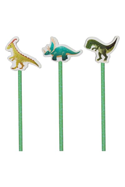 OEM Fancy Green Pencils with Dinosaur Eraser - 3pcs