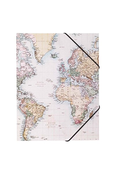 OEM Fancy Cardboard Folder Map Pattern with Elastic 24x32cm