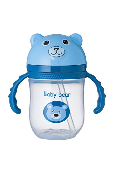 OEM Κύπελλο Εκπαίδευσης Honey Baby Bear με Καλαμάκι και Λαβές - Μπλε - 235ml