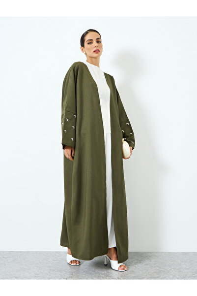 Take Two By Styli Women Green Long Sleeve with Moon Graphic Print Abaya