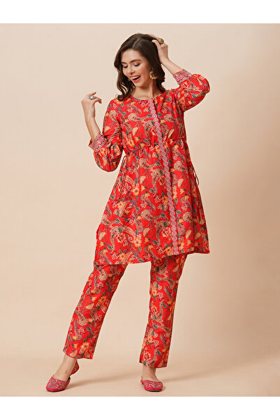 Globus By Styli Women Floral Print Tunic and Pants Fusion Co-Ords