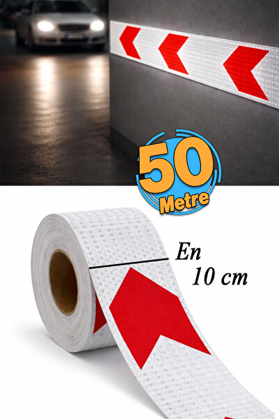 Badem10 شريط لاصق عاكس على شكل قرص العسل بطول 10 سم (50 متر) أحمر وأبيض