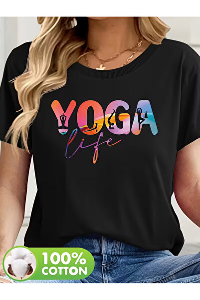 EYMORA TRICOU SPORTIV CU MÂNECĂ SCURTĂ CU IMPRIMEU YOGA LIFE