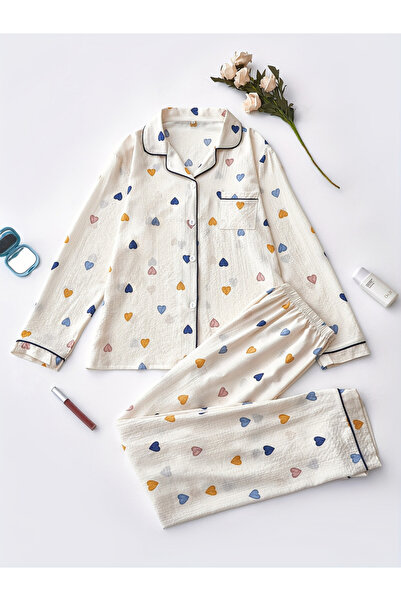 Take Two By Styli Women Graphic Print Long Sleeve Shirt and Pyjama Set