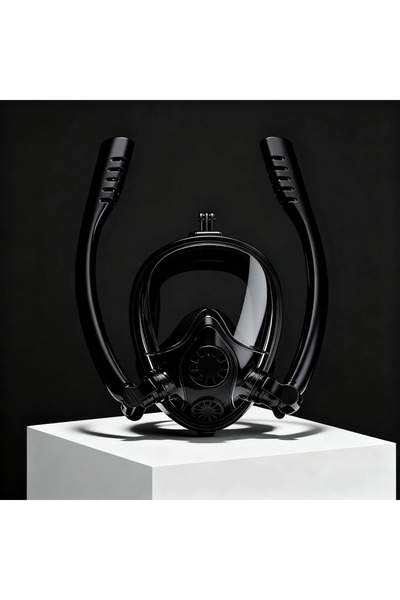 Choice S/M New Black Adults Full Face Snorkel Mask Double Breathing Tube 180°...