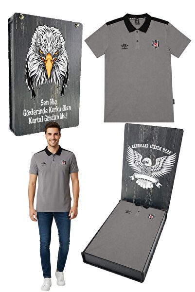 Beşiktaş Licensed Umbro Gray Polo T-Shirt with Uv Protection