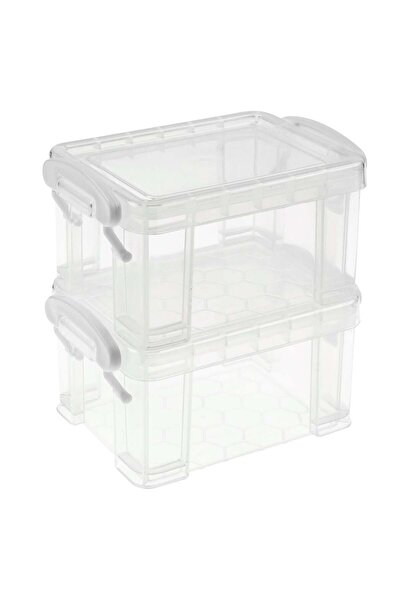 OEM Storage Boxes with Transparent Plastic Lids 10.5x8x6.5cm - 2pcs