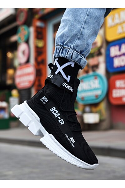 MehLey Pantofi sport negri pentru bărbați, cu talpă înaltă și confortabilă, d...