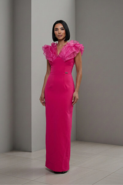 ALFUDO Moda Collection Women's Tulle Flounce Long Graduation Evening Dress