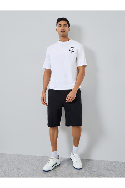 Styli Men Minimal Print Oversized T-Shirt and Shorts Co-Ords