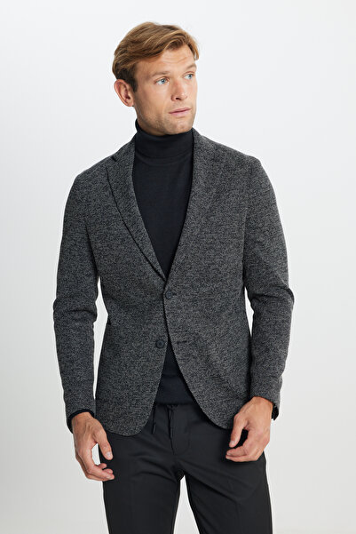 ALTINYILDIZ CLASSICS Чоловічий чорний slim fit вузький крій моно комір з кише...