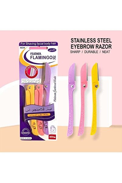 Flamingo لحلاقة شعر الوجه والجسم، عبوة واحدة/3 قطع من شفرات الحلاقة ذات الريشة
