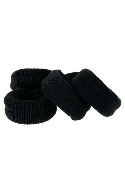 OEM Black Terry Hair Elastics for Women - 5pcs