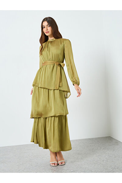 Styli Women Balloon Sleeve Layered Maxi Dress