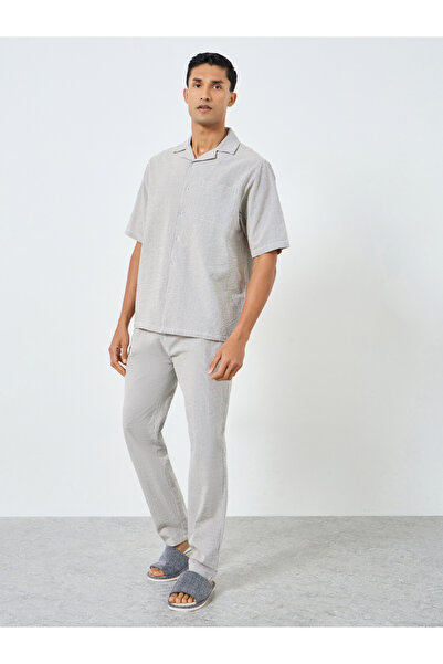 Styli Men Relaxed Fit Striped Shirt and Pyjama Set